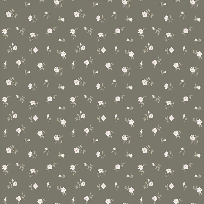 Brown non-woven floral wallpaper 139238, Forest Friends, Esta