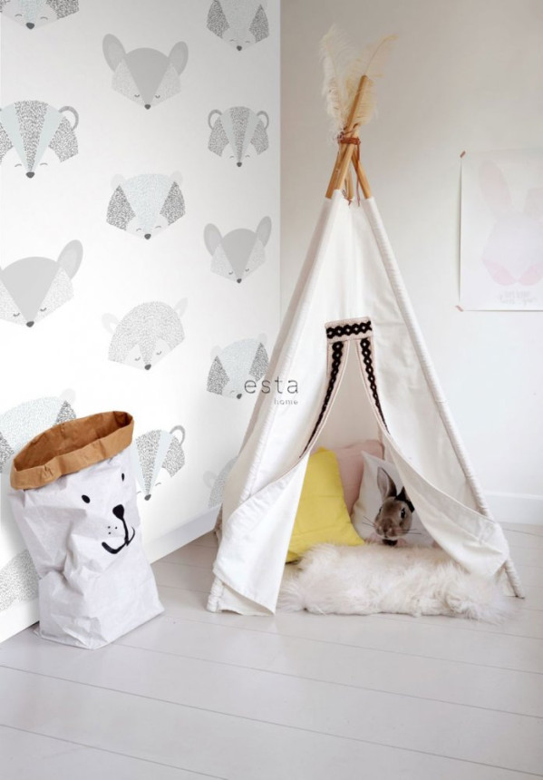 Non-woven wallpaper for children Animals 158832, 0,465 x 8,37 m, Little Bandits, Esta