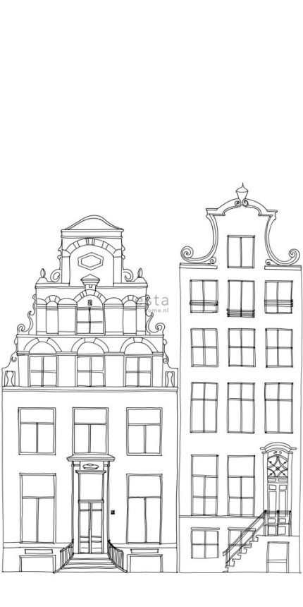 Black and white non-woven wallpaper Houses 158833, 1,395 x 2,79 m, Little Bandits, Esta