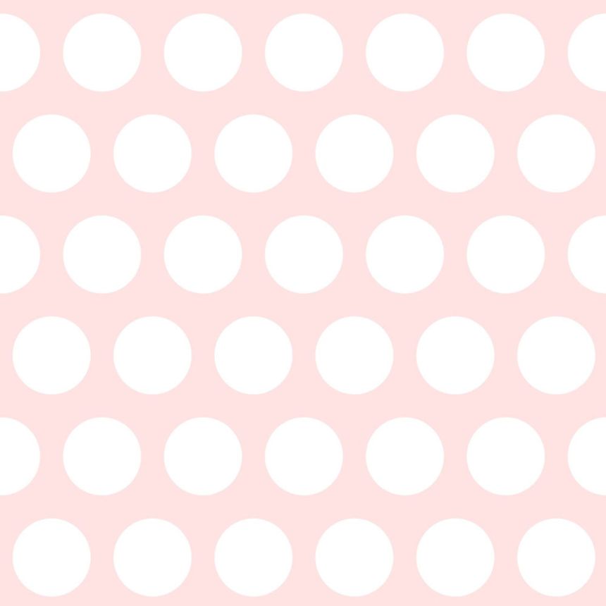 Pink non-woven wallpaper with white polka dots 128859, Little Bandits, Esta