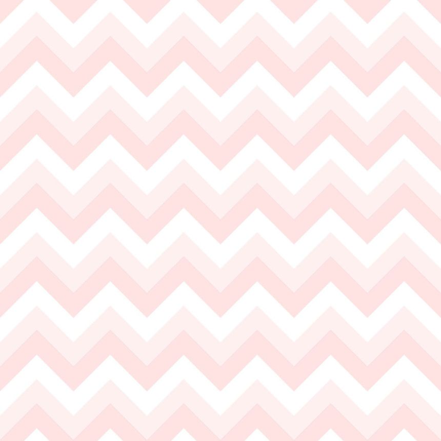 White-pink non-woven wallpaper, geometric zigzag pattern 128857, Little Bandits, Esta
