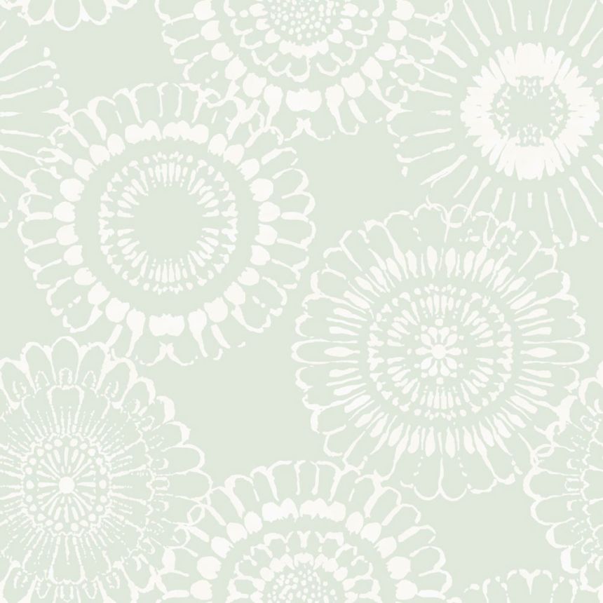 Green-white non-woven floral wallpaper 128861, Little Bandits, Esta