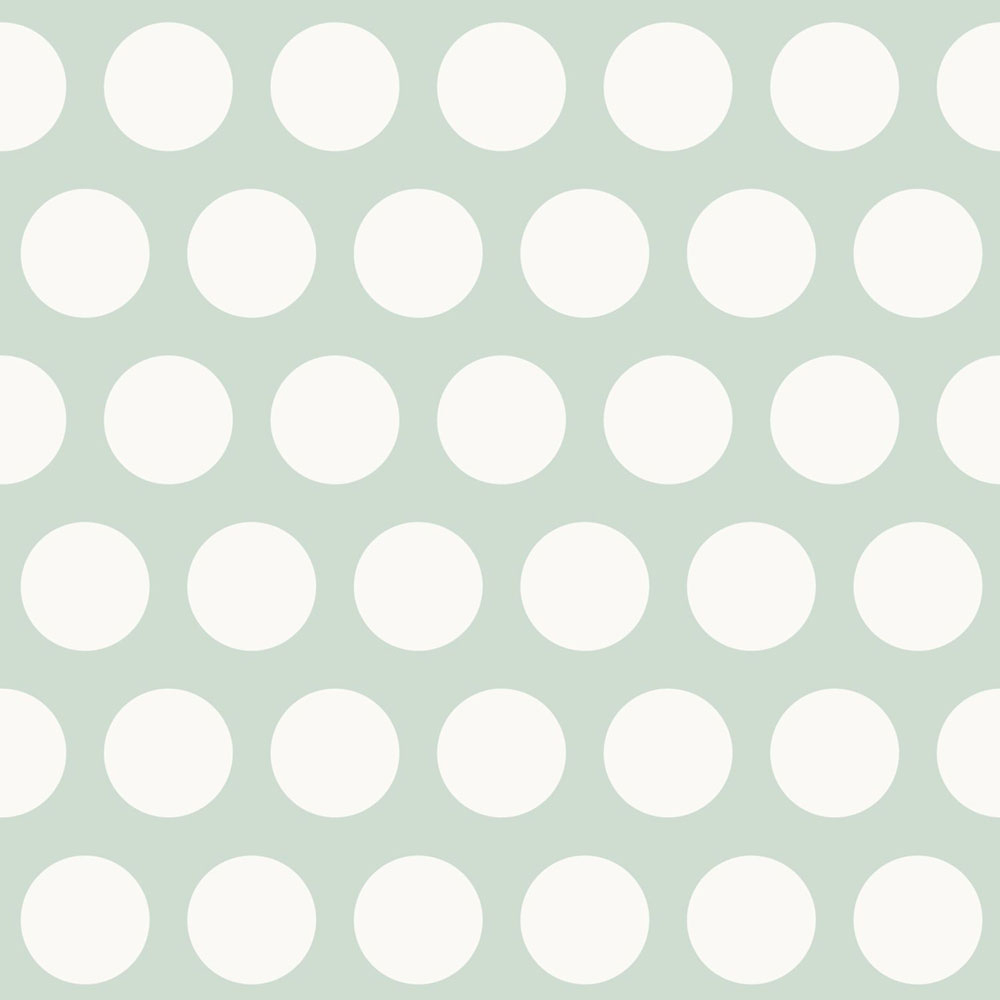 Non-woven green wallpaper with white polka dots 128711, Little Bandits, Esta
