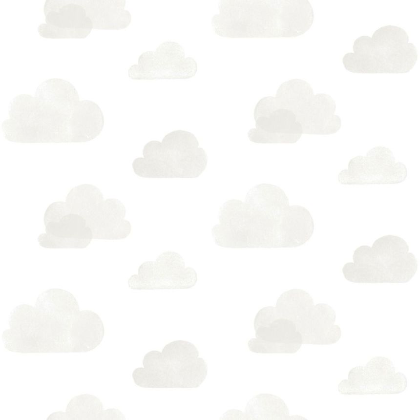 Non-woven wallpaper white with gray clouds 138945, Little Bandits, Esta
