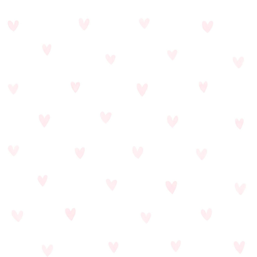White non-woven wallpaper with pink vintage hearts 138915, Little Bandits, Esta