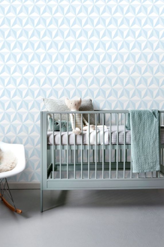 Blue and white non-woven wallpaper 3D star pattern 138912, Little Bandits, Esta