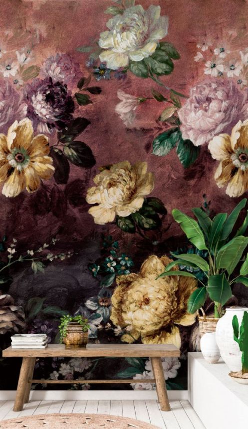 Beige wallpaper, Flowers, A52001, One roll, one motif 2, Grandeco
