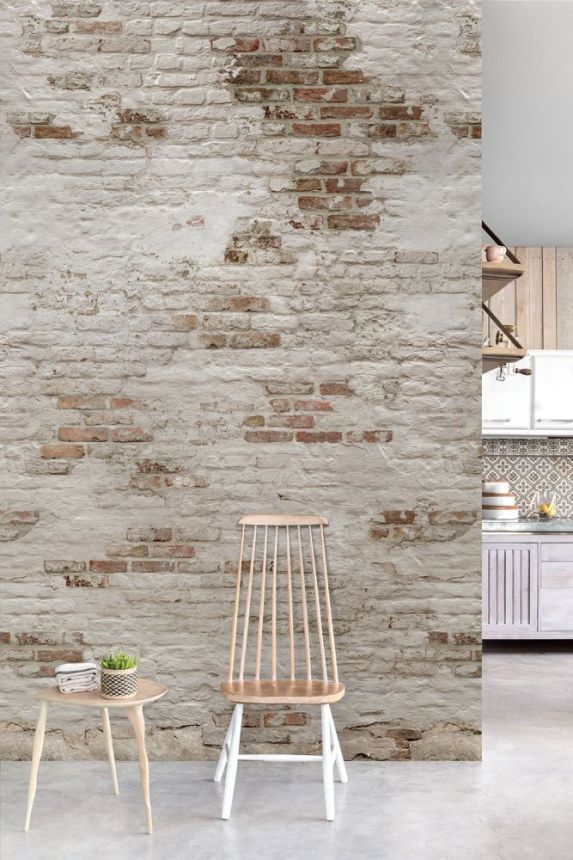 Beige wallpaper, Bricks, brick wall, EP6101, One roll, one motif 2, Grandeco