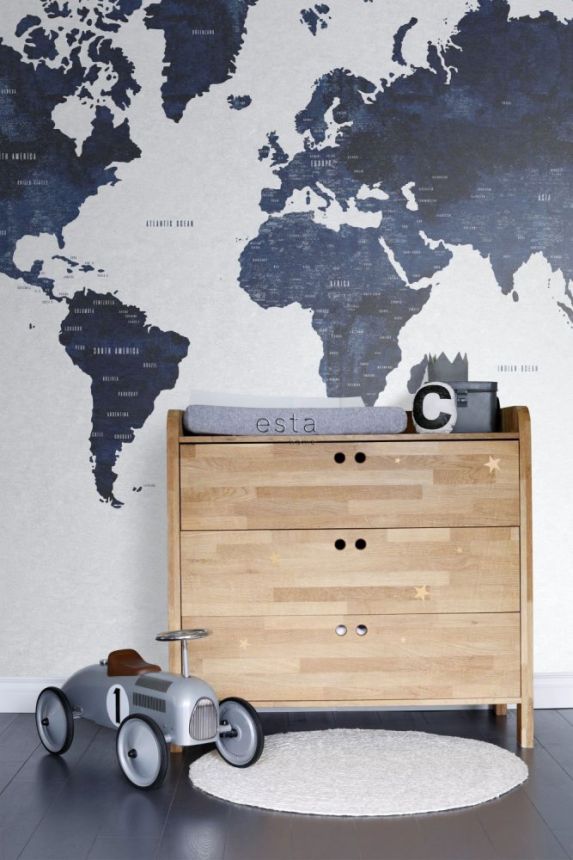 World map wall mural 158853, 279 x 279 cm, Regatta Crew, Esta Home