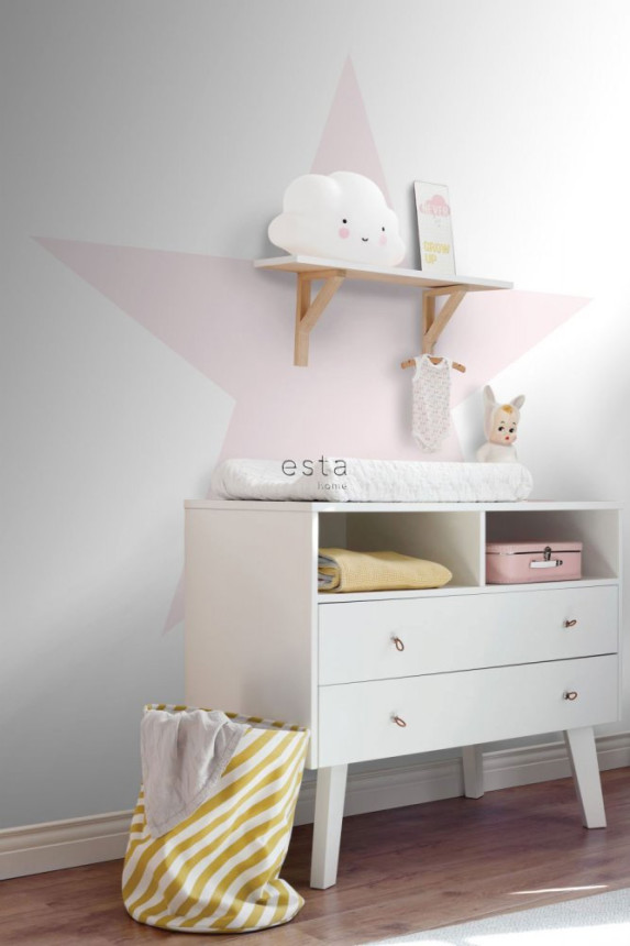 Non-woven wall mural with pink stars 158851, 186 x 279 cm, Regatta Crew, Esta Home