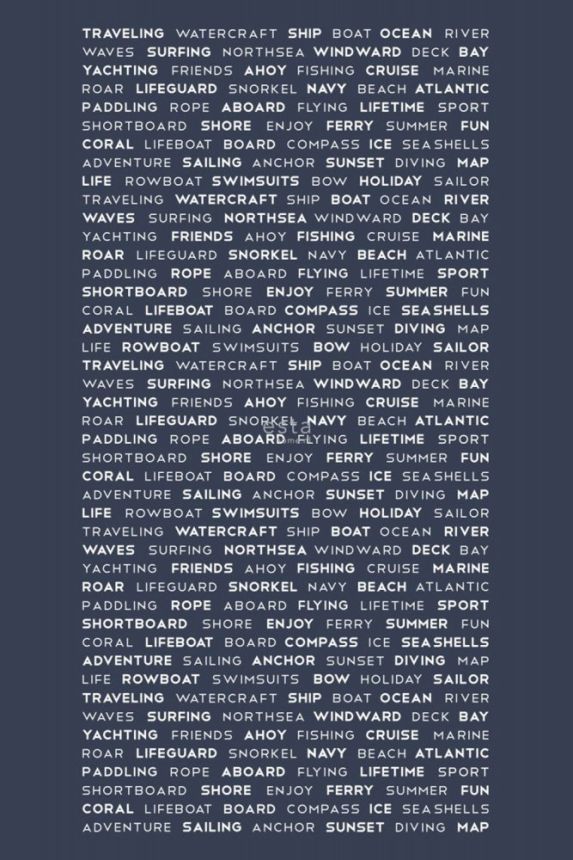 Blue non-woven wallpaper with texts 158845, 186 x 279 cm, Regatta Crew, Esta Home