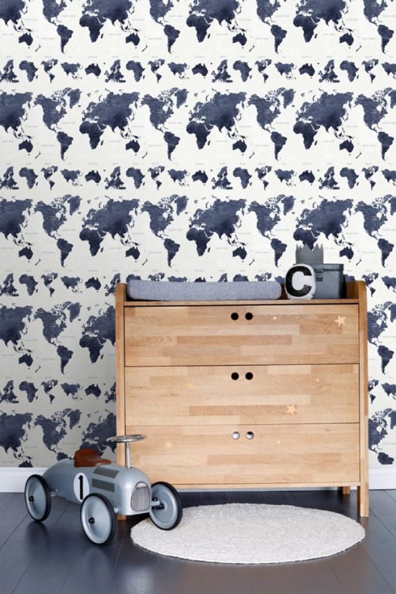 Non-woven wallpaper world map 138972, Regatta Crew, Esta Home