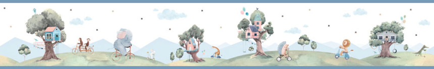 Children's self-adhesive border with animals 474-1, Pippo, ICH Wallcoverings