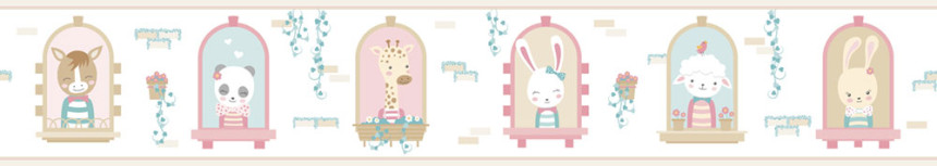 Children's self-adhesive border with animals 473-2, Pippo, ICH Wallcoverings