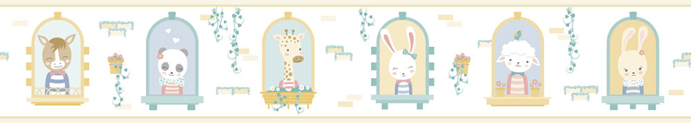 Children's self-adhesive border with animals 473-1, Pippo, ICH Wallcoverings