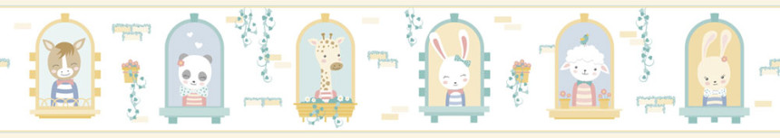 Children's self-adhesive border with animals 473-1, Pippo, ICH Wallcoverings