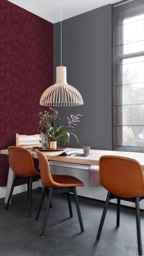 Burgundy non-woven wallpaper, imitation plaster 148724, Blush, Esta Home