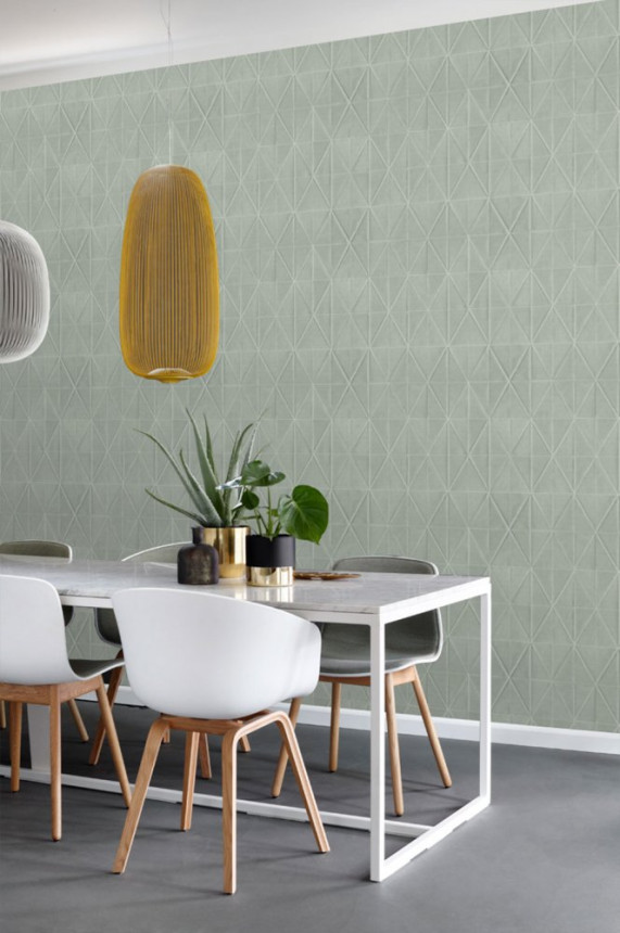 Non-woven, geometric pattern wallpaper gray, origami 148710, Blush, Esta Home