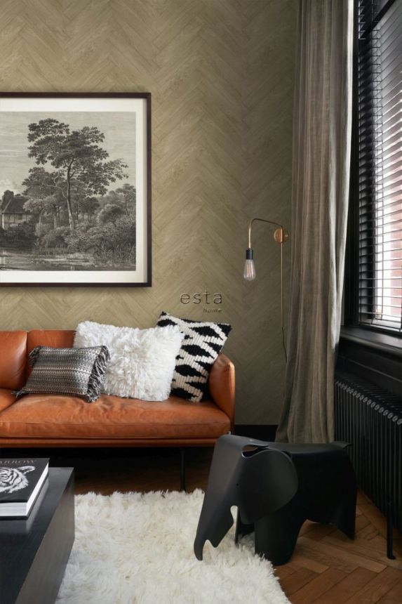 Non-woven brown wood effect wallpaper 139174, Paradise, Esta Home