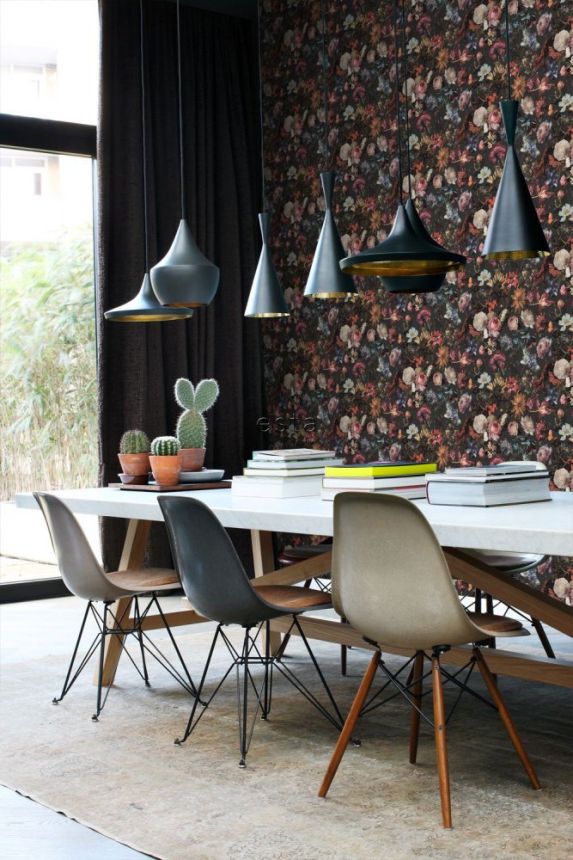 Non-woven romantic floral wallpaper with butterflies 139172, Paradise, Esta Home