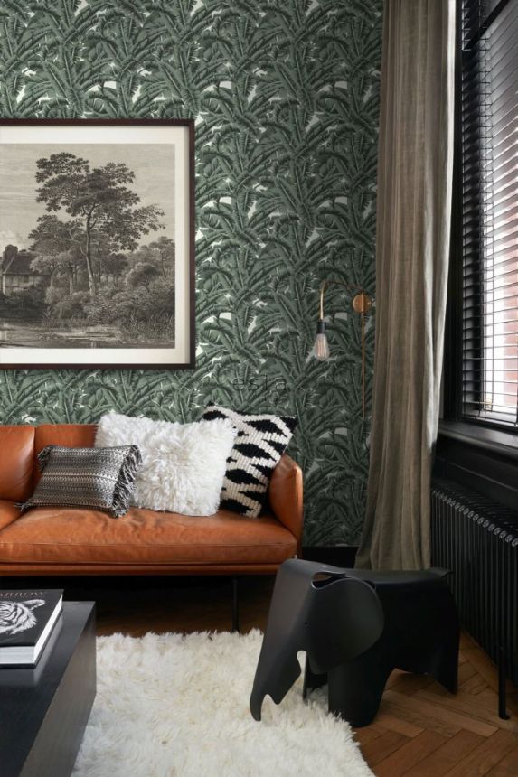 Non-woven green tropical leaves wallpaper 139156, Paradise, Esta Home