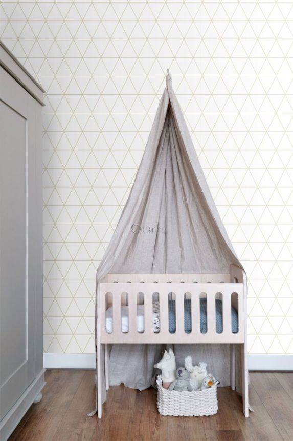 Modern non-wovendesign wallpaper - golden outlines of triangles 347682, City Chic, Precious, Origin