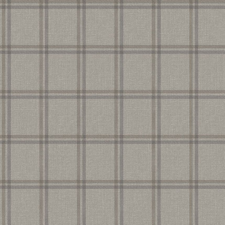 Non-woven wallpaper imitation of brown fabric, English checkered 347624, Natural Fabrics, Origin