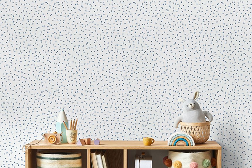 Non-woven children's white wallpaper with green spots L99304, My Kingdom, Ugépa