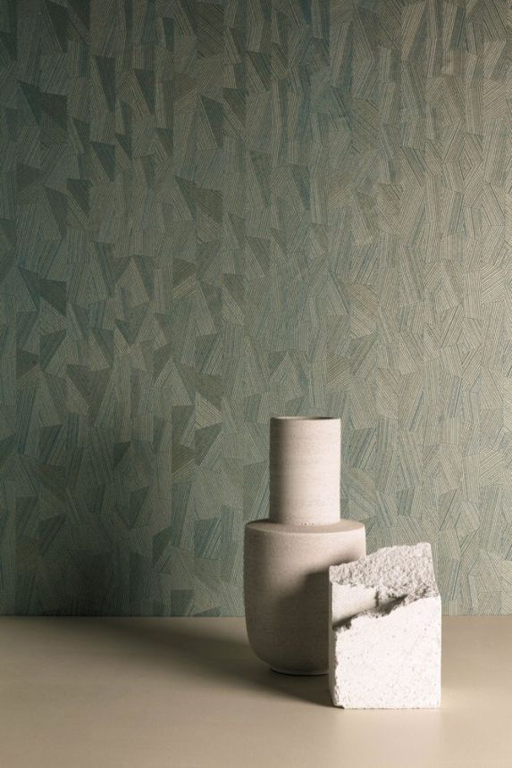 Geometric pattern wallpaper, blue with golden reflections MU3006 Muse, Grandeco