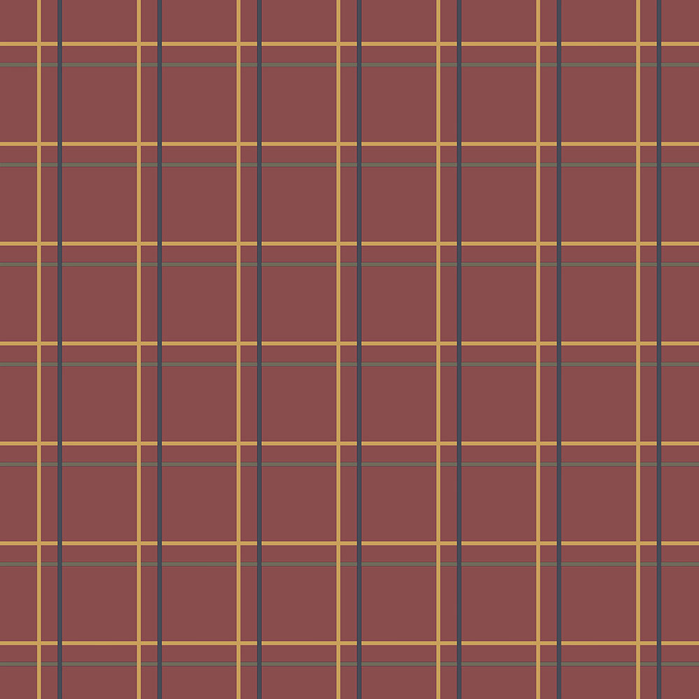 Red geometric design wallpaper, tartan 6505-4, Batabasta, ICH Wallcoverings