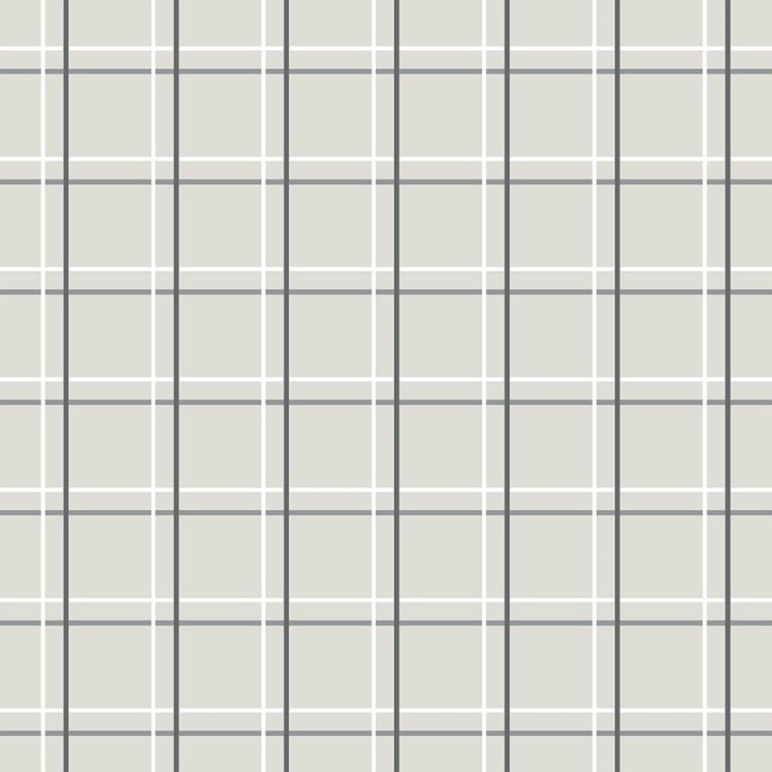 Gray geometric design wallpaper, tartan 6505-2, Batabasta, ICH Wallcoverings