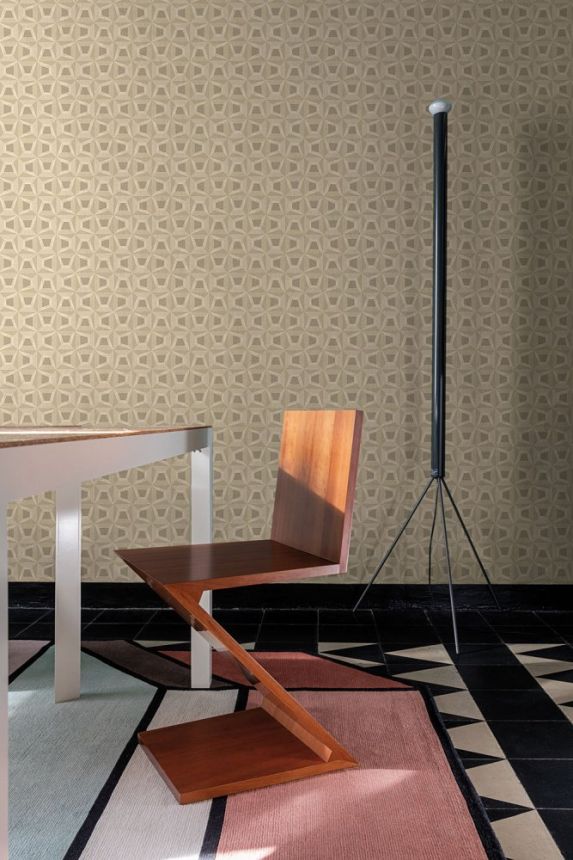 Brown non-woven geometric design wallpaper 31909, Textilia, Limonta