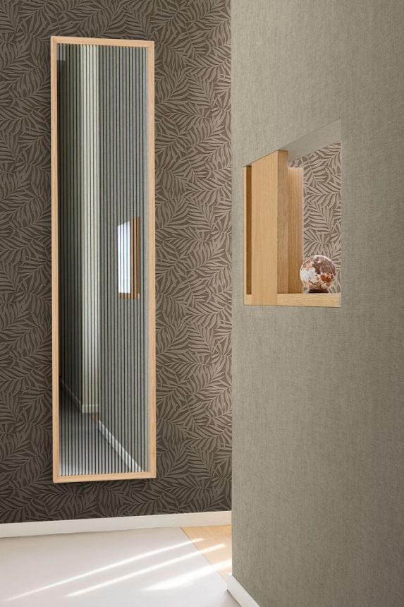 Blue non-woven wallpaper with leaves 31808, Textilia, Limonta