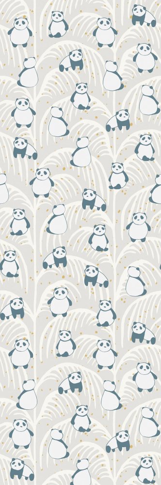 Children's mural non-woven wallpaper 399121, Panda Palm, 93 x 280 cm, Mini Me, Eijffinger