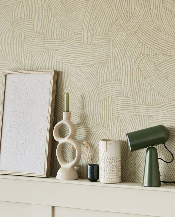 Green wallpaper with graphic ethno pattern 318013, Twist, Eijffinger