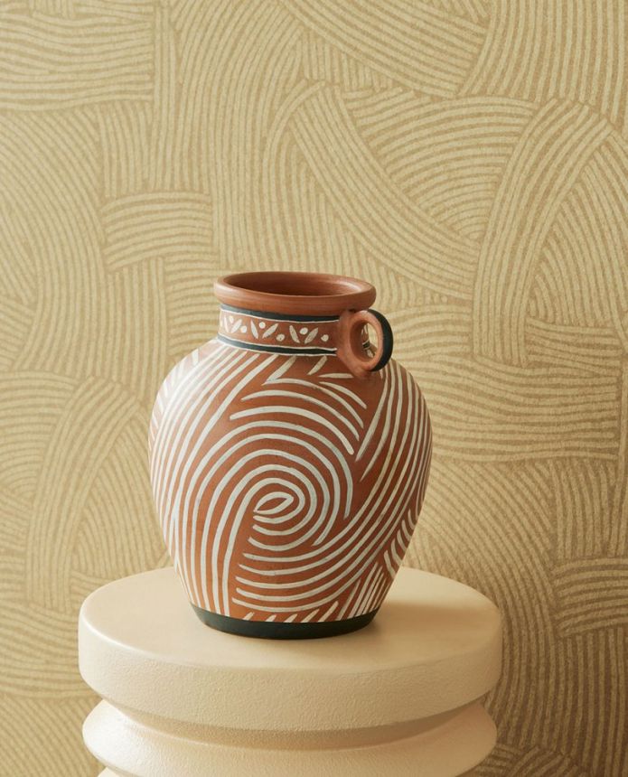 Brown wallpaper with graphic ethno pattern 318012, Twist, Eijffinger