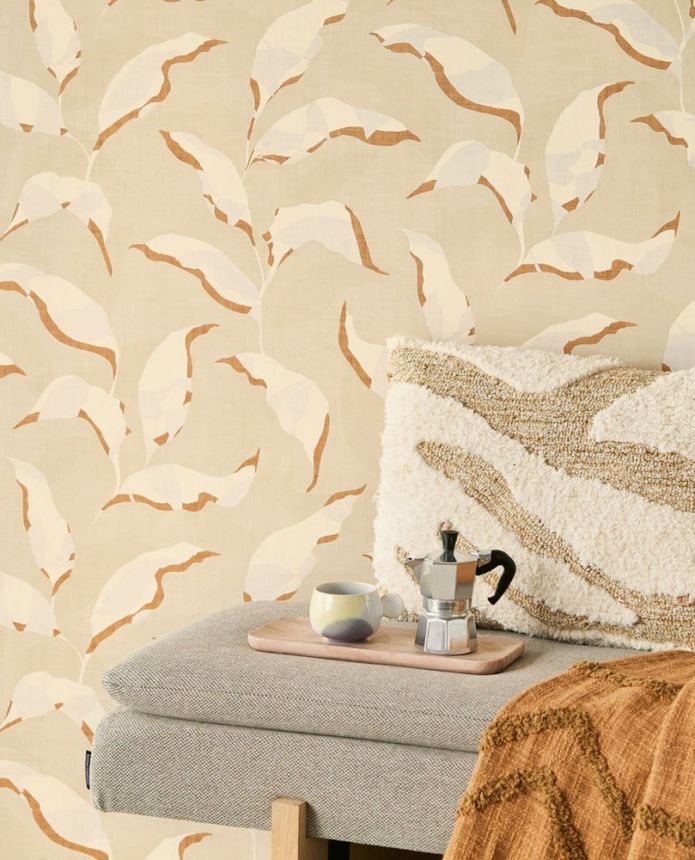 Beige wallpaper, plants, twigs, leaves 318050, Twist, Eijffinger