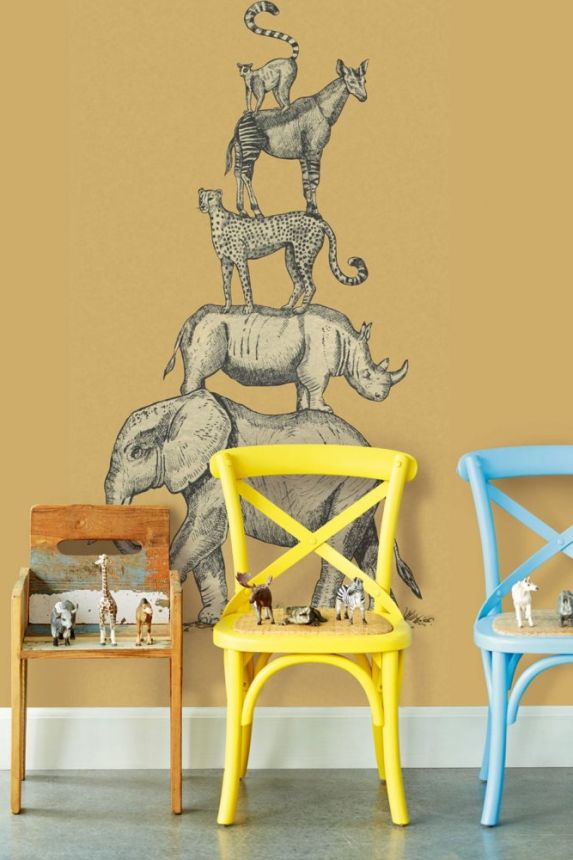Children's mural non-woven wallpaper 399115, Safari Stack, 139.5 x 280 cm, Mini Me, Eijffinger