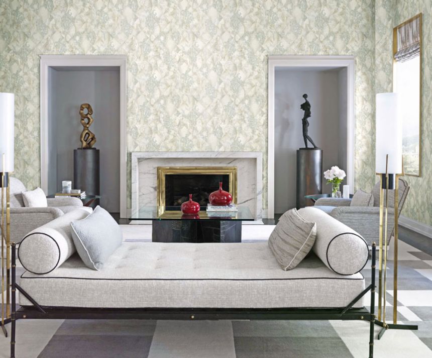 Luxury menthol green wallpaper with ornaments M31922, Magnifica Murella, Zambaiti Parati