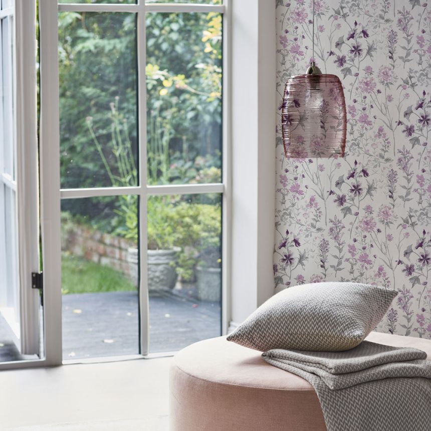 Non-woven wallpaper meadow flowers 113362, Laura Ashley, Graham & Brown