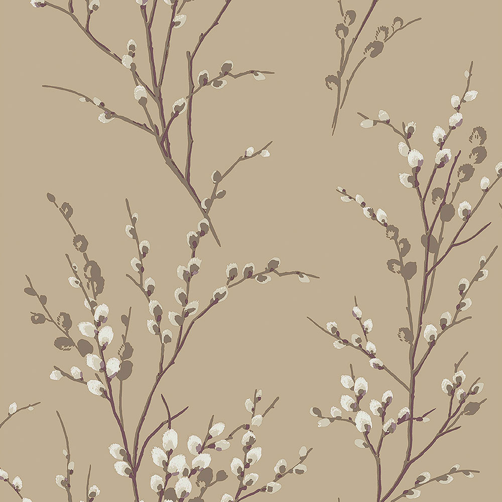 Non-woven wallpaper with catkins twigs 113358, Laura Ashley, Graham & Brown