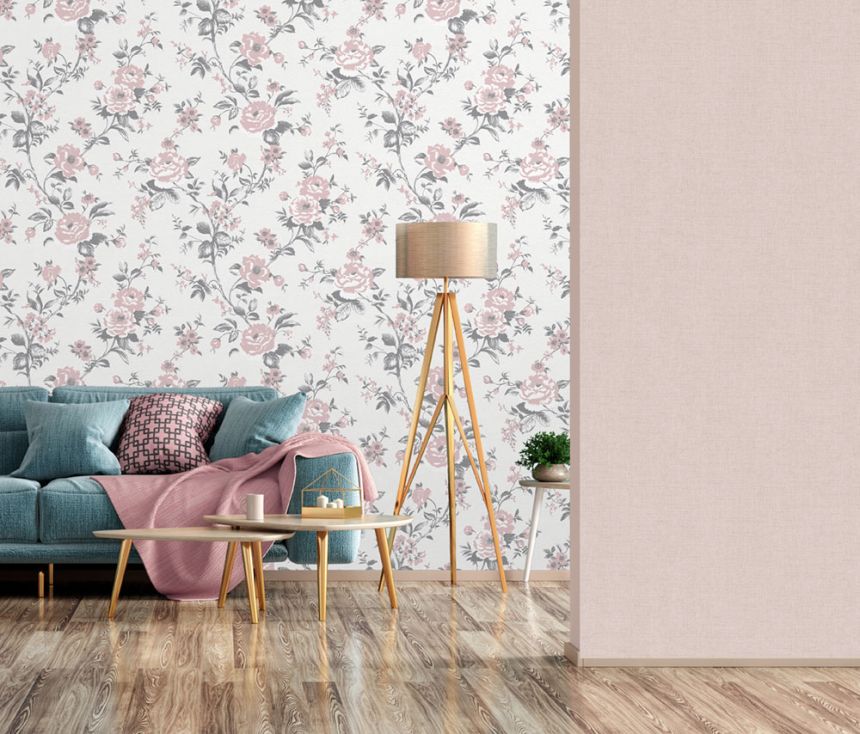 Blue non-woven wallpaper, Flowers, M57704, Adéle, Ugépa