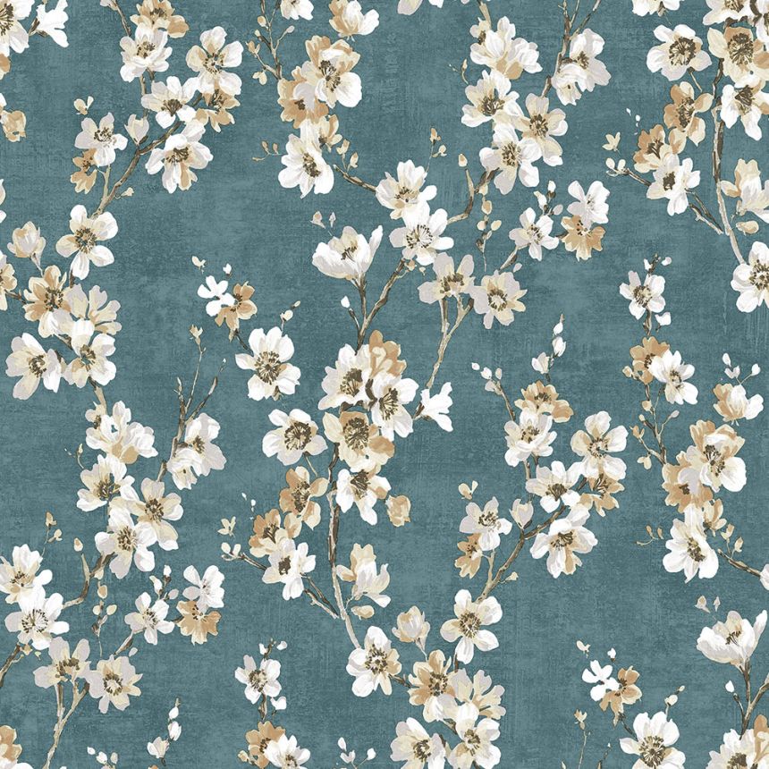 Blue non-woven wallpaper, Flowers, M52794D, Adéle, Ugépa