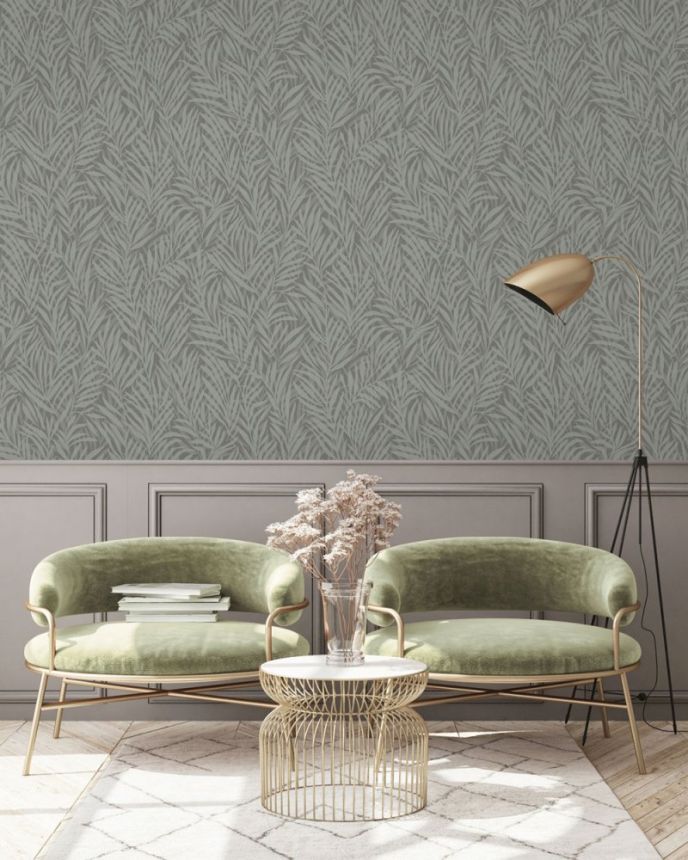 Yellow non-woven wallpaper, Leaves, M52502, Adéle, Ugépa