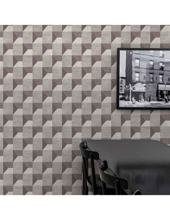 Geometric gray non-woven 3d wallpaper A48702, Vavex 2024