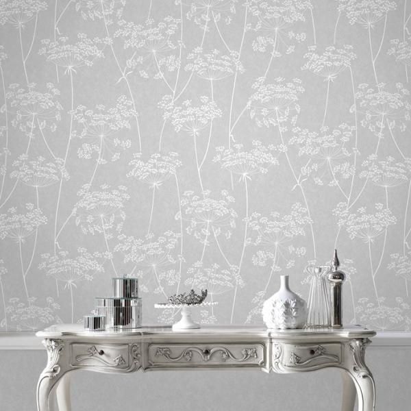 Gray non-woven wallpaper with flowers 33-304, Vavex 2024