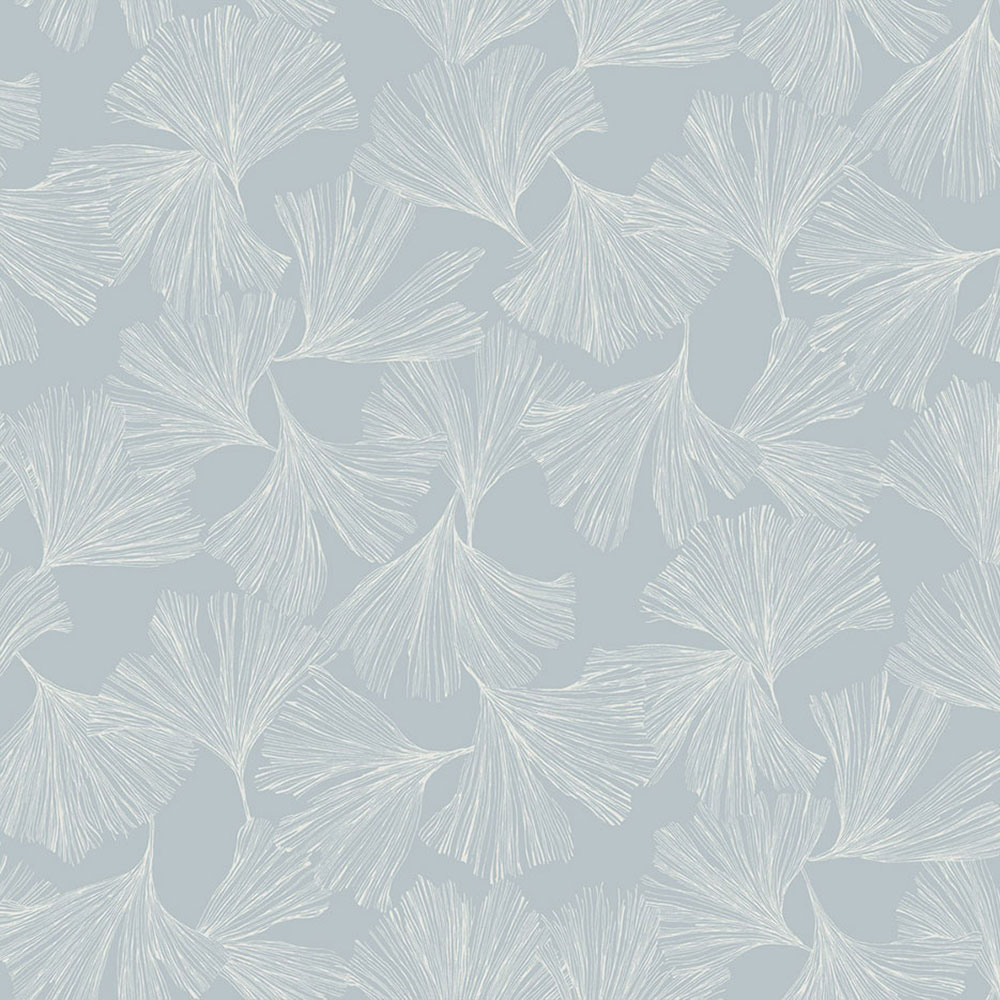 Blue non-woven wallpaper, white ginkgo leaves DD3743, Dazzling Dimensions 2, York