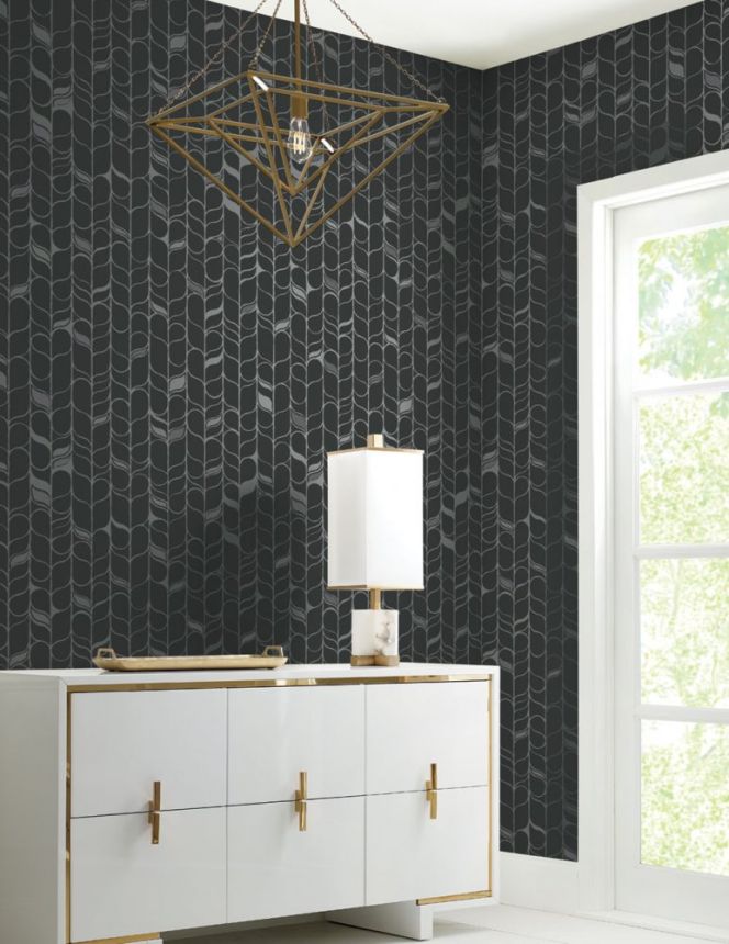 Black-silver non-woven wallpaper, leaves OS4205, Modern Nature II, York