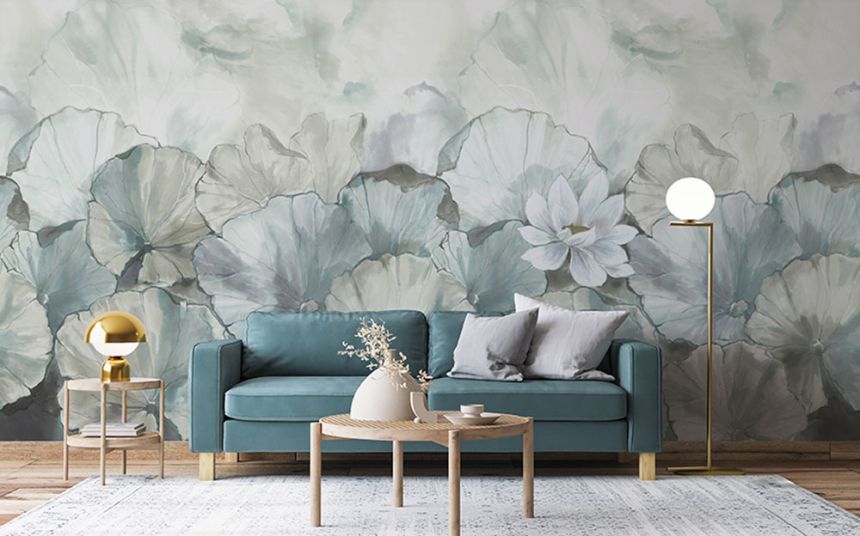 Wall mural, Flowers with leaves, Z66873, 5,10 X 3 m, Satin Flowers, Zambaiti Parati