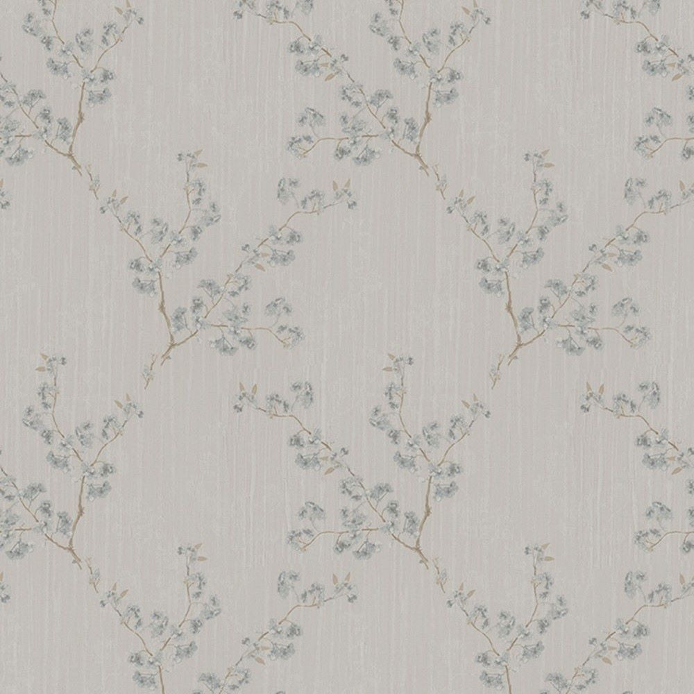 Beige non-woven floral wallpaper, Z66829, Satin Flowers, Zambaiti Parati